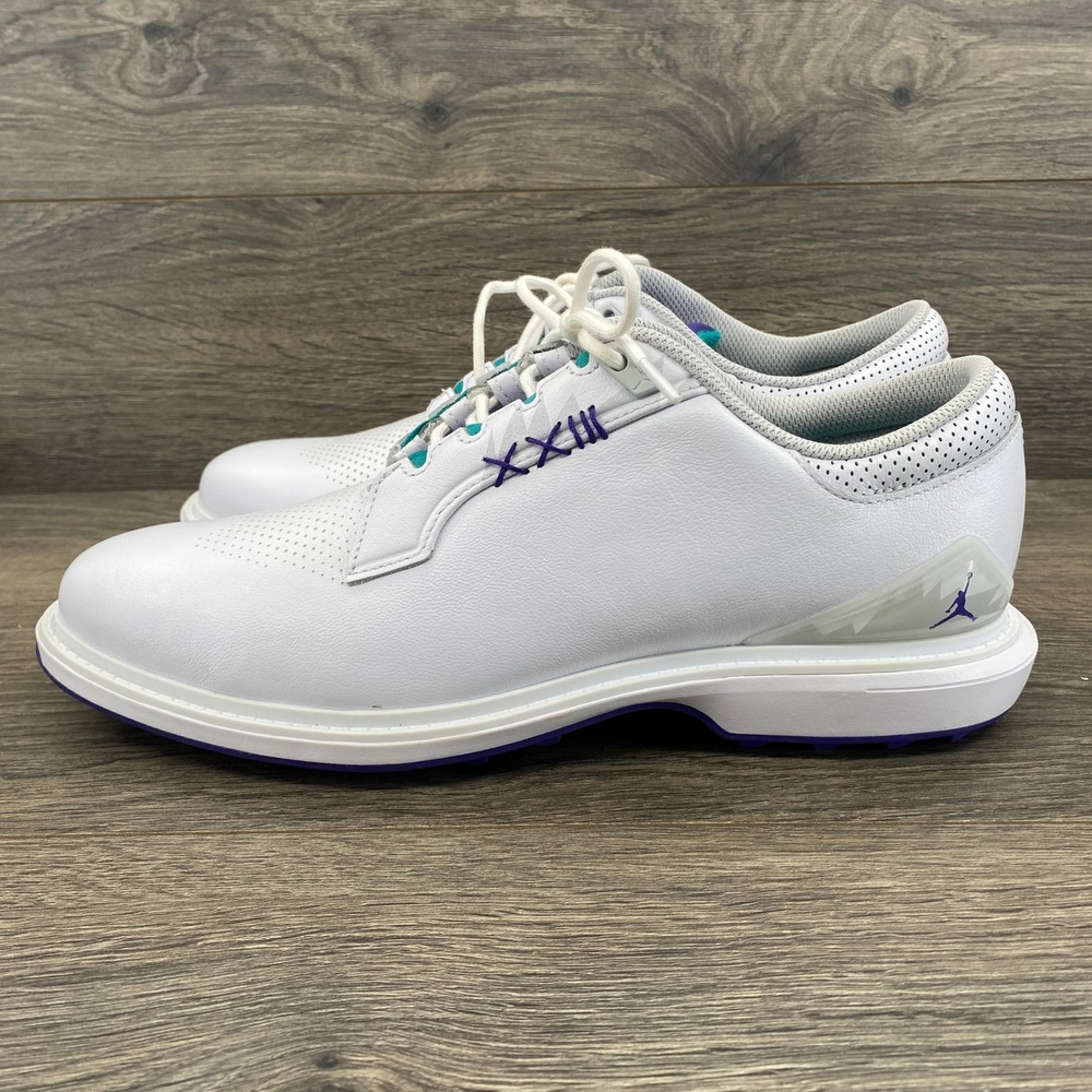 Jordan ADG‎ 5 Mens Golf Shoes White Purple Teal FQ6642-100 Size 9